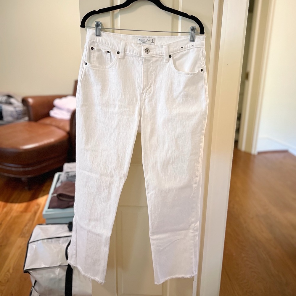 Abercrombie White Mid Rise Jeans